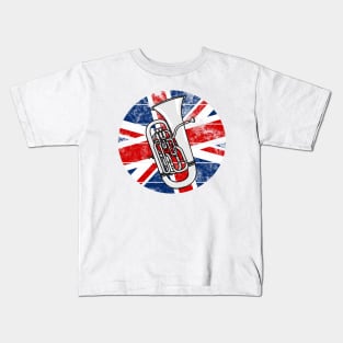 Euphonium UK Flag Britain Euphoniumist British Musician Kids T-Shirt